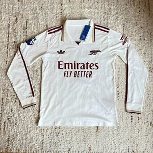 Adidas Arsenal 25/26 Third Long Sleeve EPL PATCH SAKA Jersey White Home Away